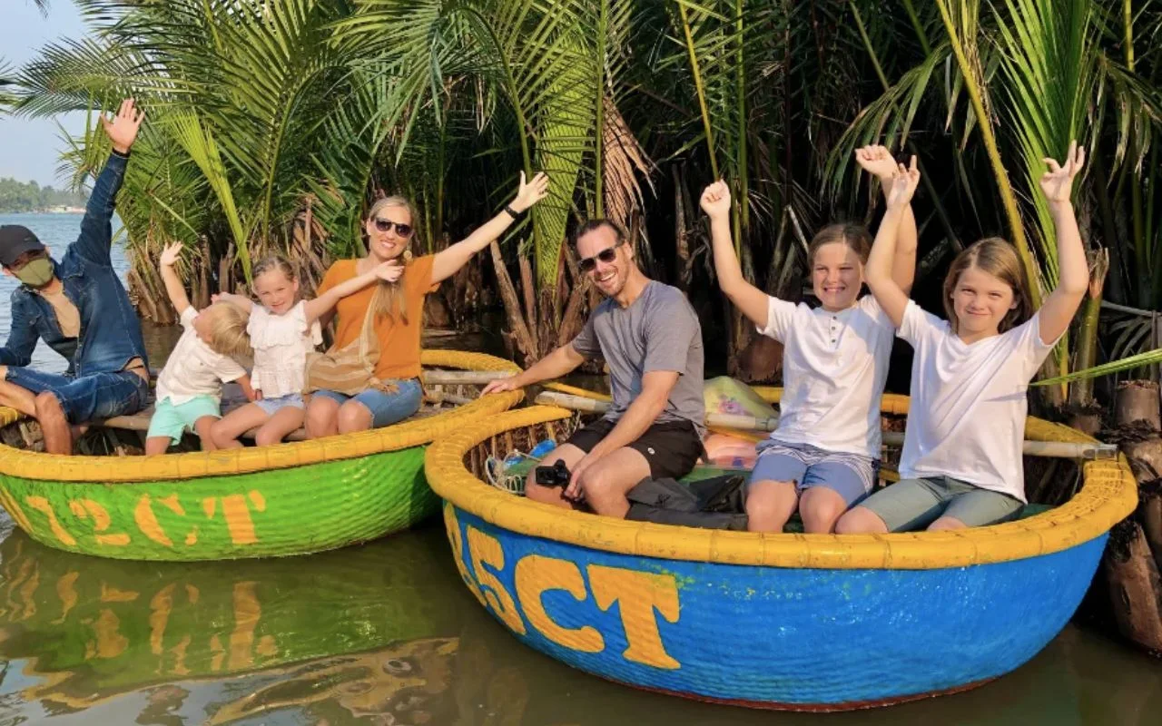 Family fun with basket boat